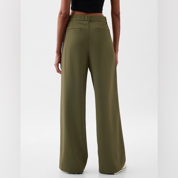 GAP 365 High Rise Pleated Trousers Tailored Pants Olive Green Size 0 NWT - Picture 7 of 14